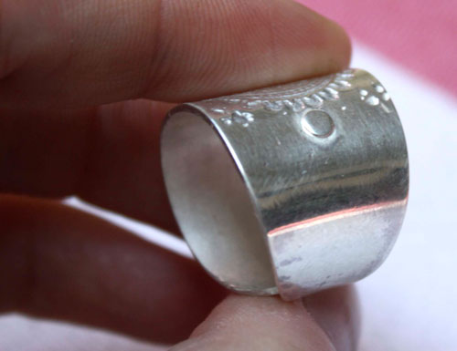 Flower mandala, meditation ring in sterling silver