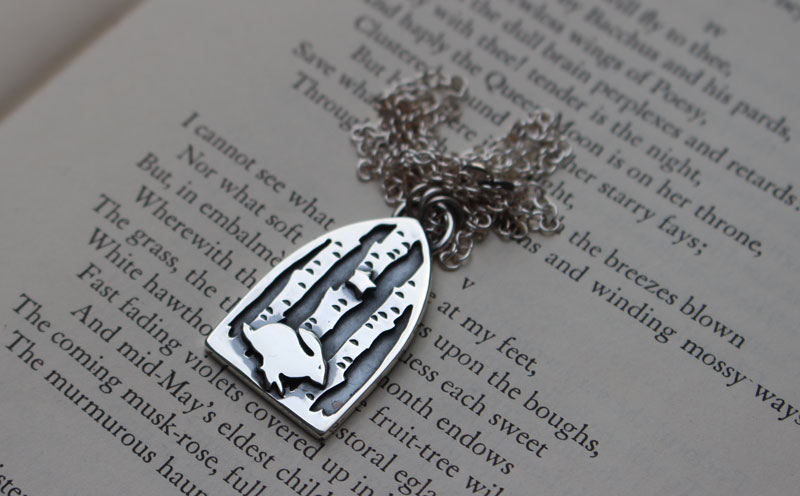 Follow your dreams, forest hare necklace in silver