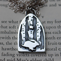 Follow your dreams, forest hare necklace in silver