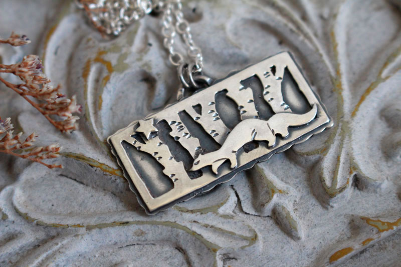 Follow your star, weasel necklace in sterling silver