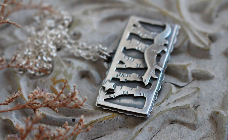 Follow your star, weasel necklace in sterling silver