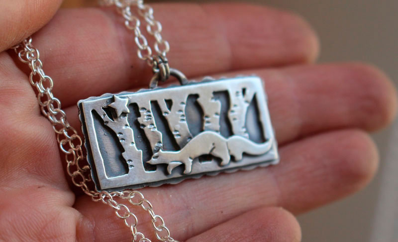 Follow your star, weasel necklace in sterling silver