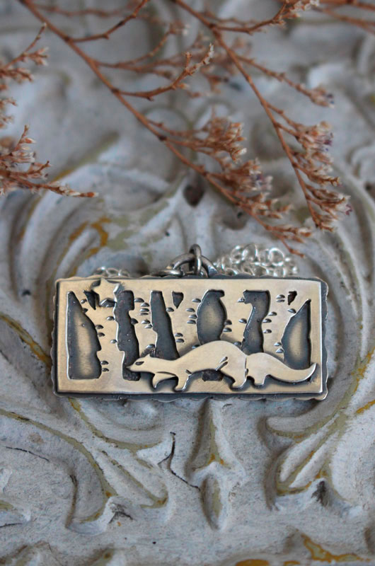 Follow your star, weasel necklace in sterling silver