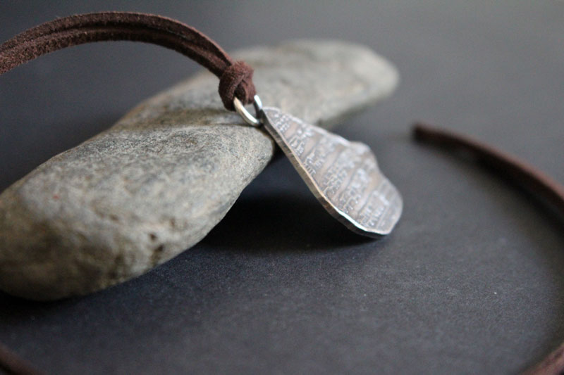 Gilgamesh, mesopotamian cuneiform clay tablet necklace in sterling silver