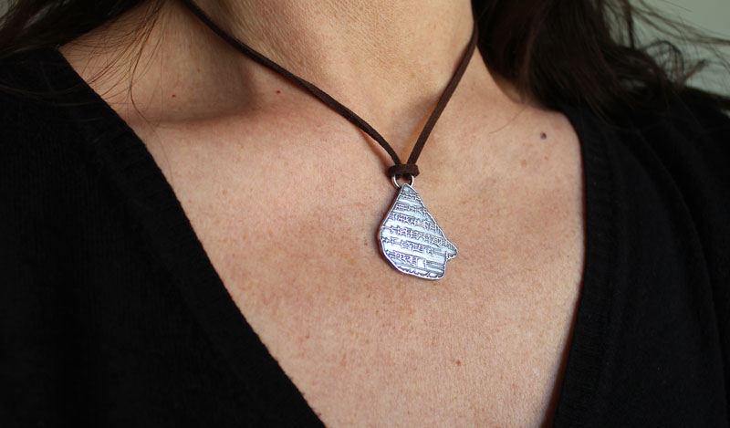Gilgamesh, mesopotamian cuneiform clay tablet necklace in sterling silver