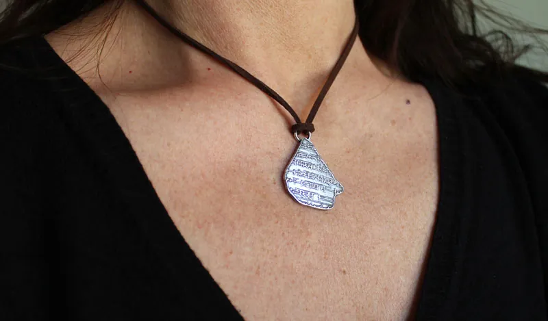 Gilgamesh, mesopotamian cuneiform clay tablet necklace in sterling silver