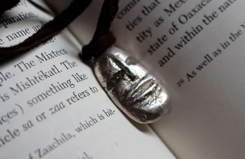 Golem, fantastic creature head necklace in sterling silver