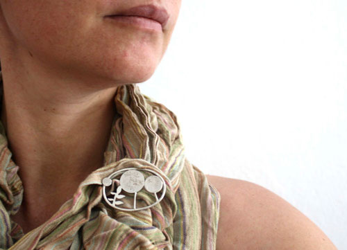 Grove, forest tree brooch in sterling silver