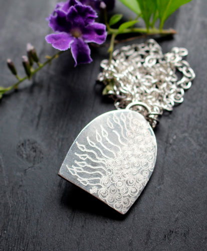 Guardian of the forest, Gothic door necklace in silver and opal