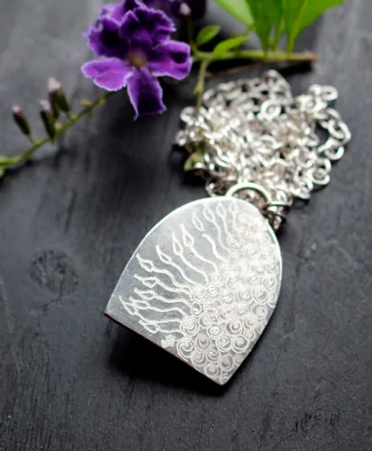 Guardian of the forest, Gothic door necklace in silver and opal