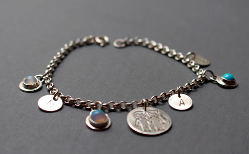 Genealogy, birthstones bracelet in sterling silver