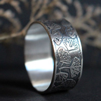 Ginkgo, Japanese leaf ring in sterling silver