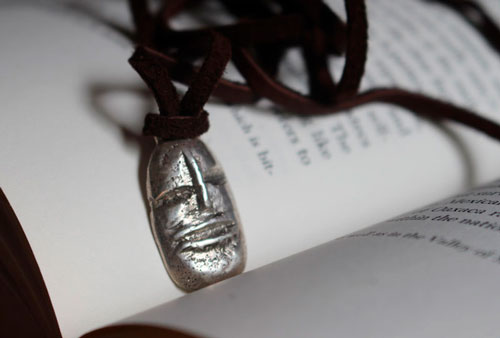 Golem, fantastic creature head necklace in sterling silver