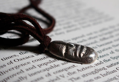 Golem, fantastic creature head necklace in sterling silver