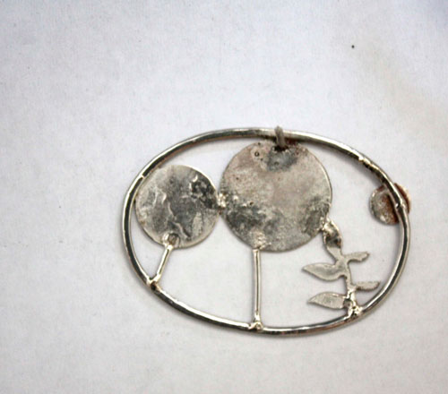 Grove, tree forest plants brooch in sterling silver