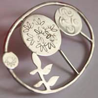 Grove, tree forest plants brooch in sterling silver