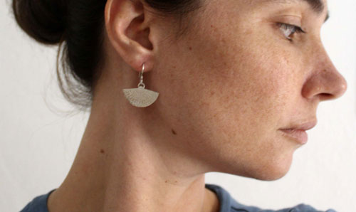 Han’i, Japanese fan earrings in sterling silver