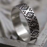 Hanabi, Japanese fire flower ring in sterling silver