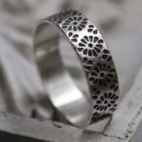 Hanabi, Japanese fire flower ring in sterling silver