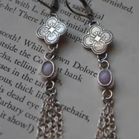 Hanami, cherry blossom earrings in silver and pink opal