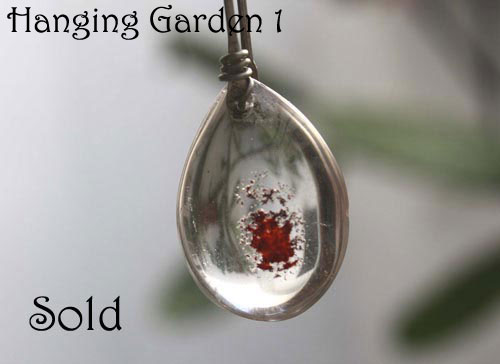 Hanging garden, Babylon mystery necklace in silver and phantom quartz