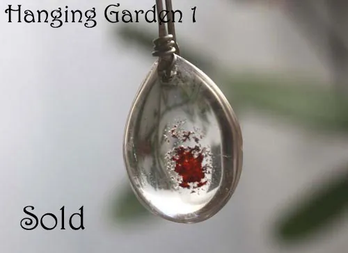 Hanging garden, Babylon mystery necklace in silver and phantom quartz