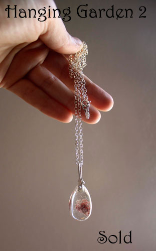 Hanging garden, Babylon mystery necklace in silver and phantom quartz