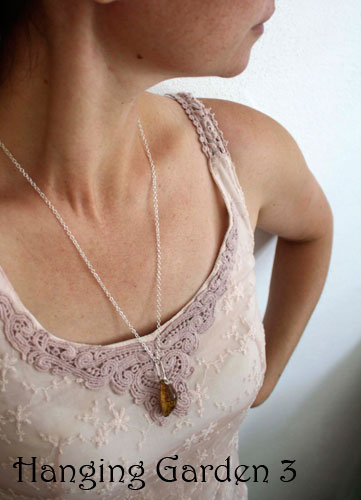 Hanging garden, Babylon mystery necklace in silver and phantom quartz