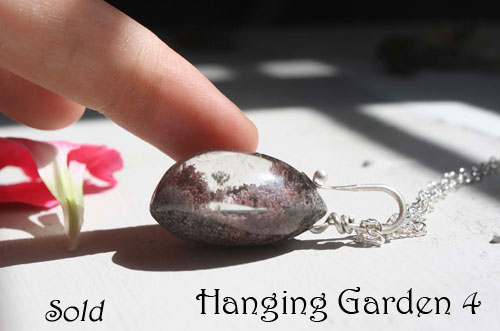 Hanging garden, Babylon mystery necklace in silver and phantom quartz