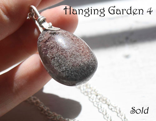 Hanging garden, Babylon mystery necklace in silver and phantom quartz