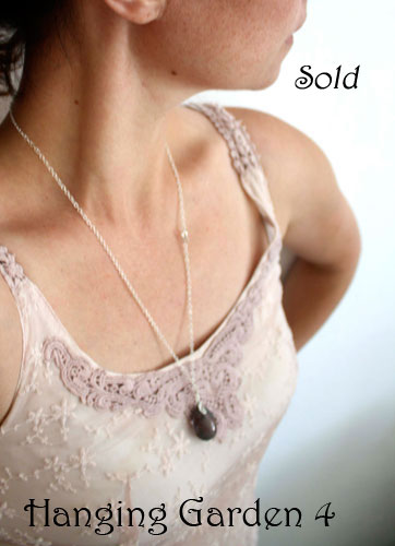 Hanging garden, Babylon mystery necklace in silver and phantom quartz