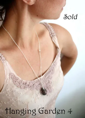 Hanging garden, Babylon mystery necklace in silver and phantom quartz