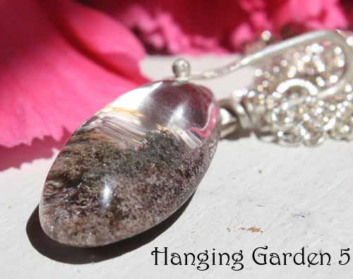 Hanging garden, Babylon mystery necklace in silver and phantom quartz