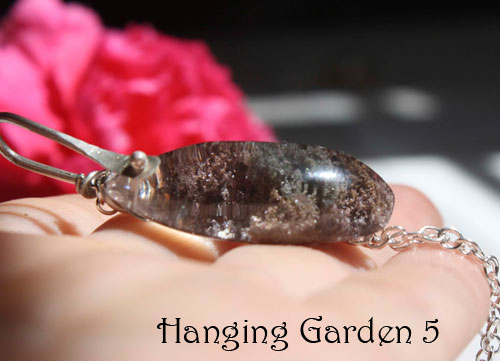 Hanging garden, Babylon mystery necklace in silver and phantom quartz