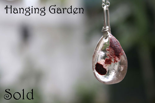 Hanging garden, Babylon mystery necklace in silver and phantom quartz