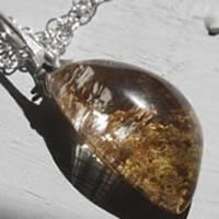 Hanging garden, Babylon mystery necklace in silver and phantom quartz