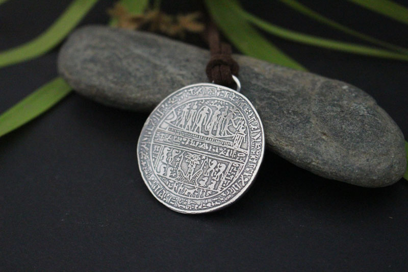 Harnetatf hypocephalus, egyptian necklace in sterling silver
