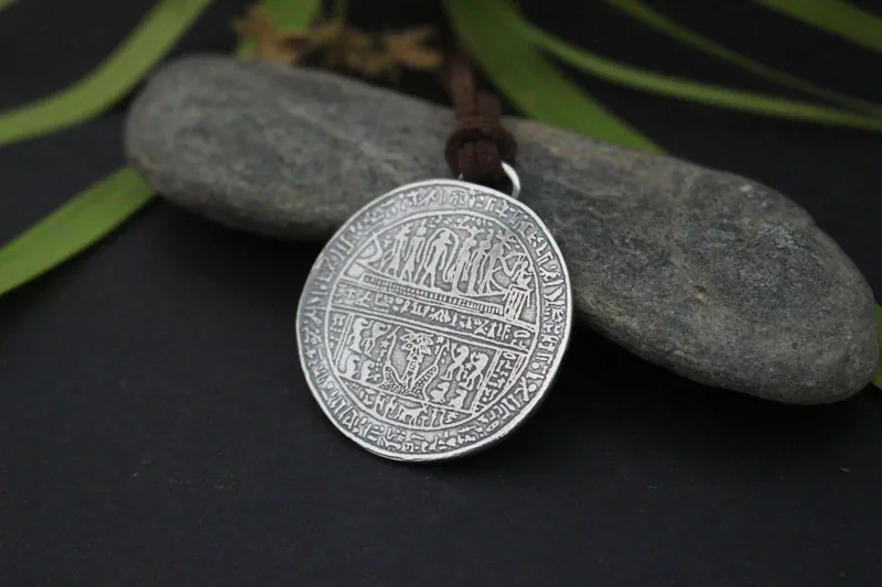 Harnetatf hypocephalus, egyptian necklace in sterling silver