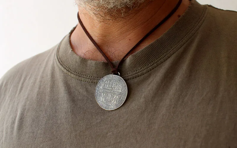 Harnetatf hypocephalus, egyptian necklace in sterling silver