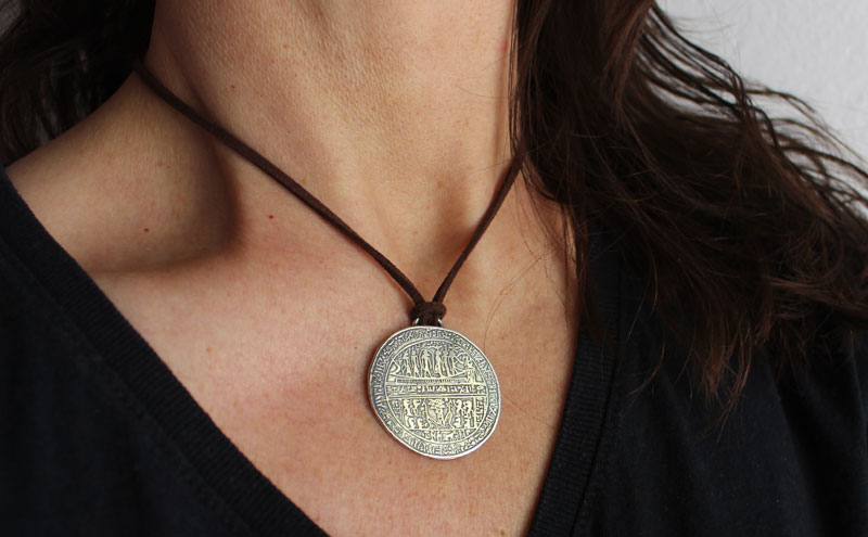 Harnetatf hypocephalus, egyptian necklace in sterling silver