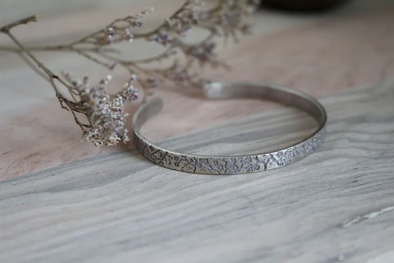 Haru, Japanese cherry blossom branches bracelet in silver