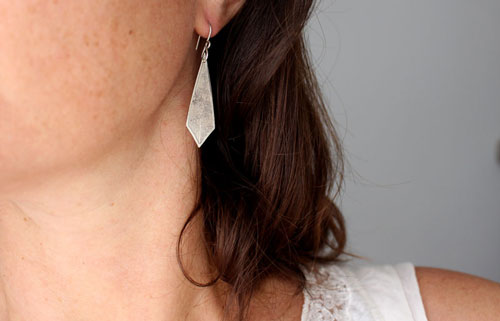 Haruna, Japanese cherry blossom branch earrings in silver