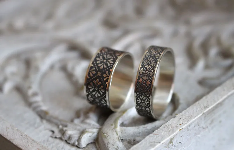 Helorian, medieval flower silver ring