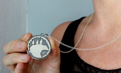 Home is wherever I’m with you, bear necklace in silver