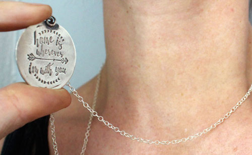 Home is wherever I’m with you, bear necklace in silver