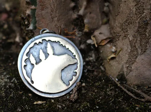 Home is wherever I’m with you, bear necklace in silver