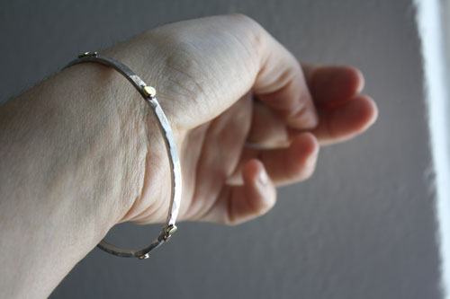 Helios, sun bracelet in brass and sterling silver