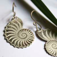 Helix, nautilus snail earrings in sterling silver