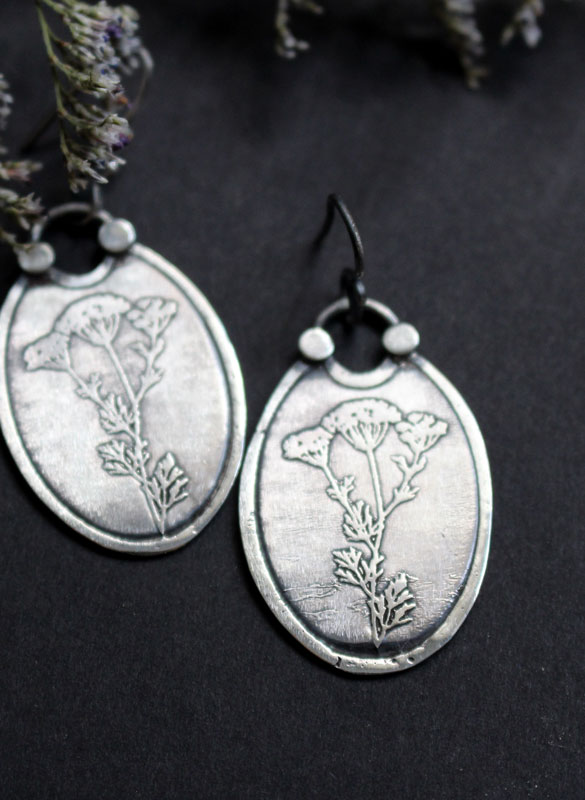 Heracleum, botanical earrings in sterling silver