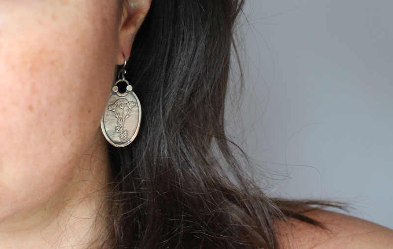 Heracleum, botanical earrings in sterling silver